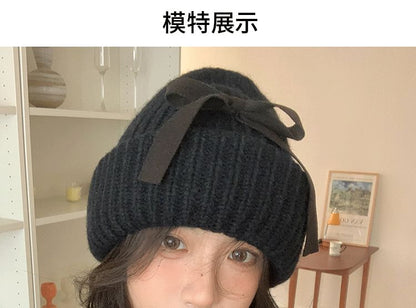 Beanie Ribbed Bow