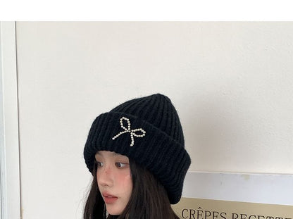 Bow Beaded Beanie