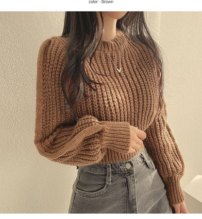 Cropped Crochet-Knit Sweater