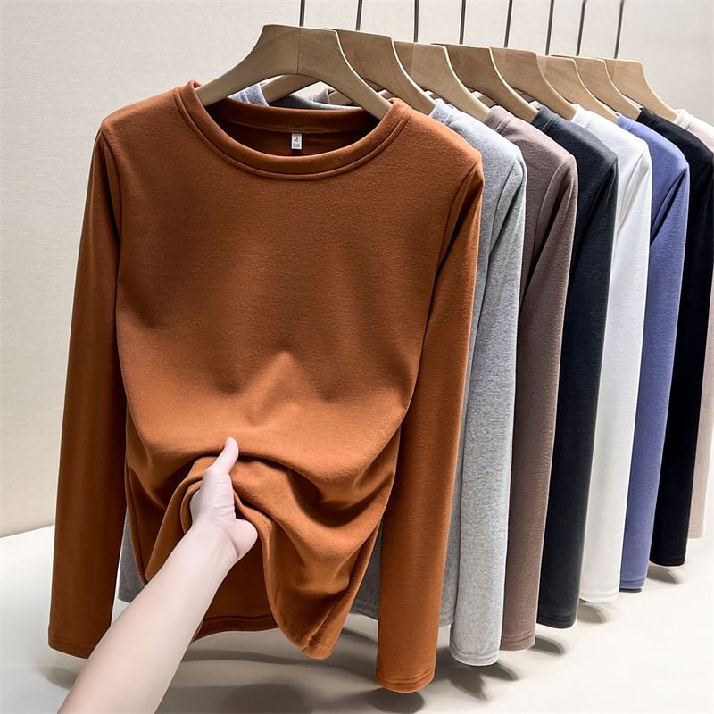 Long Sleeve Round Neck Plain T-Shirt