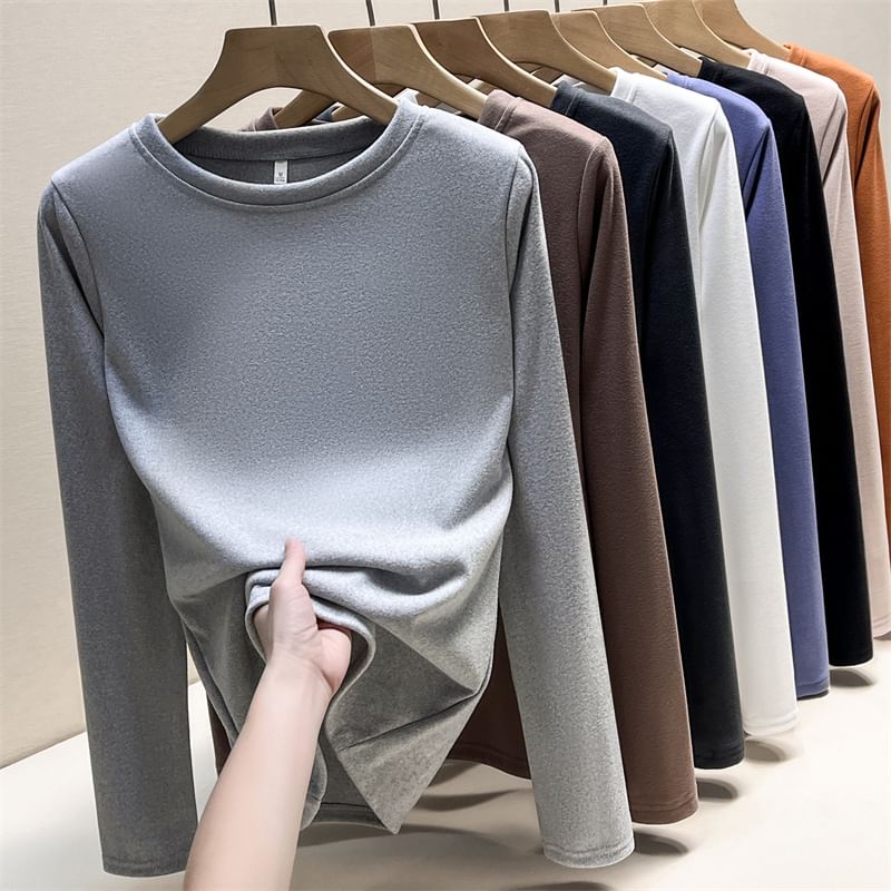 Long Sleeve Round Neck Plain T-Shirt