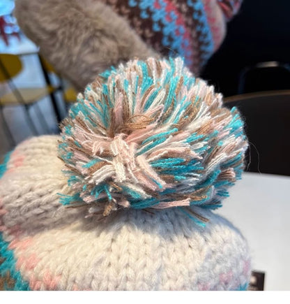 Faux Fur Pom Pom Knit Hat