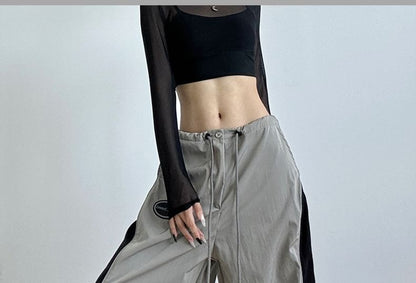 Low Waist Color-Block Loose-Fit Wide-Leg Sweatpants