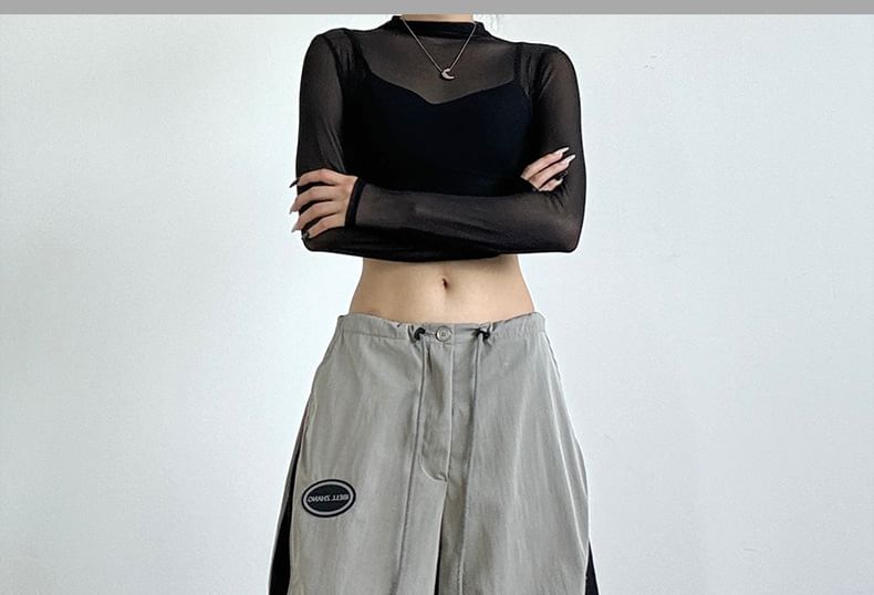 Low Waist Color-Block Loose-Fit Wide-Leg Sweatpants