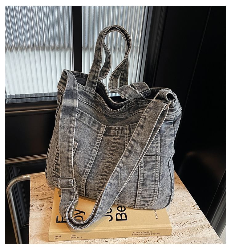 Sac bandoulière en denim délavé