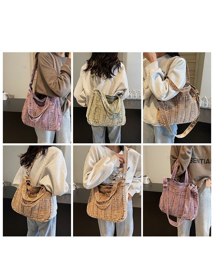 Sac bandoulière en denim délavé