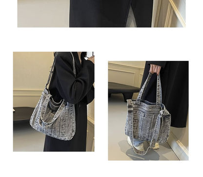 Sac bandoulière en denim délavé