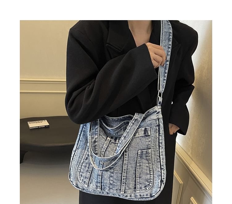 Sac bandoulière en denim délavé