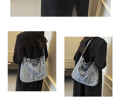 Sac bandoulière en denim délavé