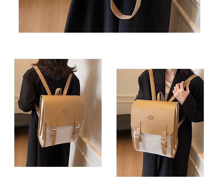 Tone Buckled Backpack Two Flap
