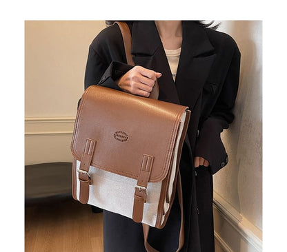 Tone Buckled Backpack Two Flap