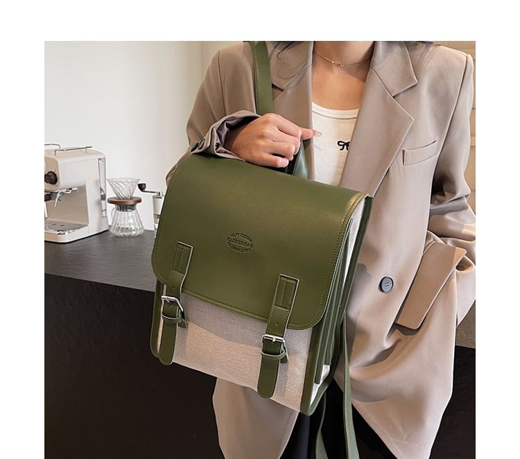 Tone Buckled Backpack Two Flap
