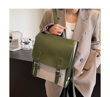 Tone Buckled Backpack Two Flap