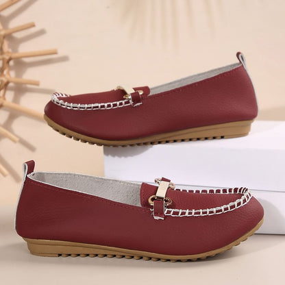 Faux Plain Slip-Ons Buckled Leather