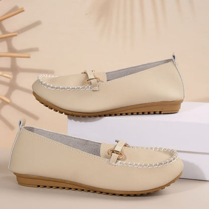 Faux Plain Slip-Ons Buckled Leather