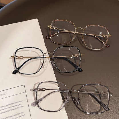 Metal Light Blocking Blue Square Glasses