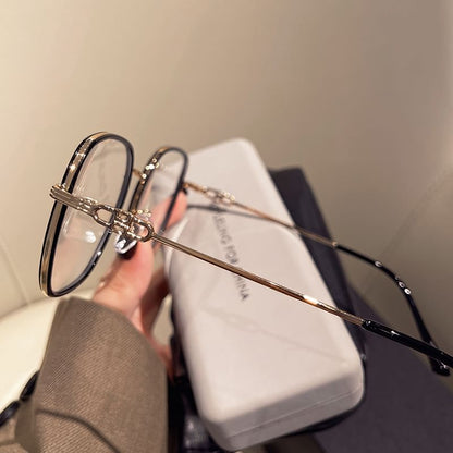 Metal Light Blocking Blue Square Glasses