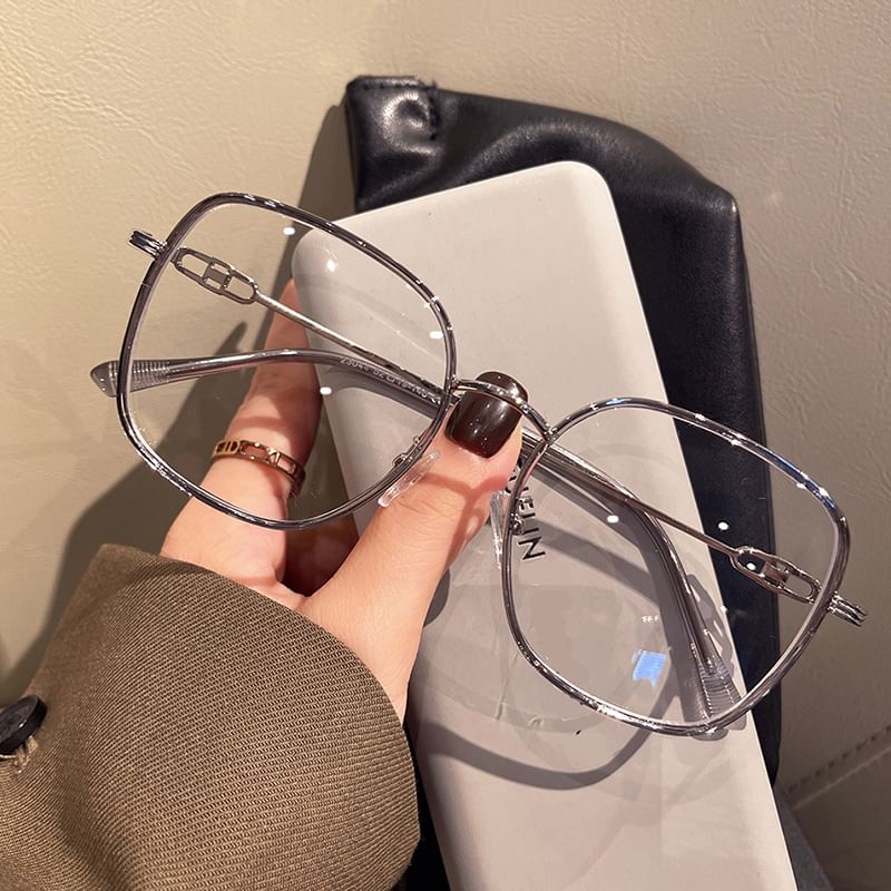 Metal Light Blocking Blue Square Glasses