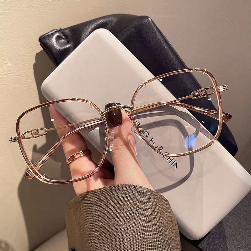 Metal Light Blocking Blue Square Glasses