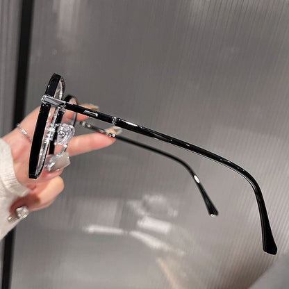 Blue Geometric Light Blocking Glasses Metal