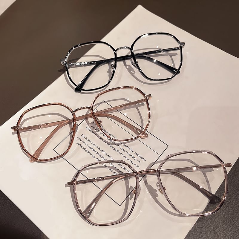 Blue Geometric Light Blocking Glasses Metal