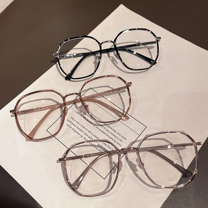 Blue Geometric Light Blocking Glasses Metal