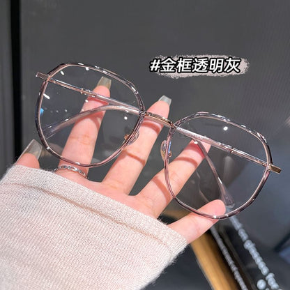 Blue Geometric Light Blocking Glasses Metal