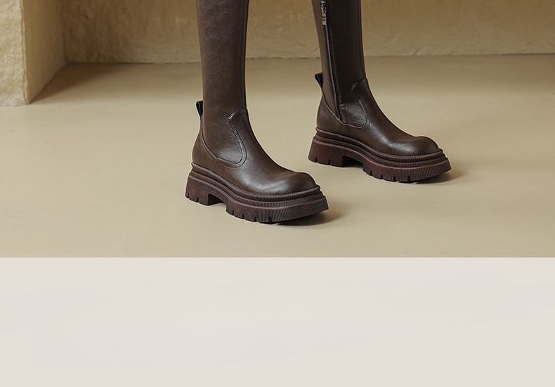 Faux Over-The-Knee Leather Boots Platform