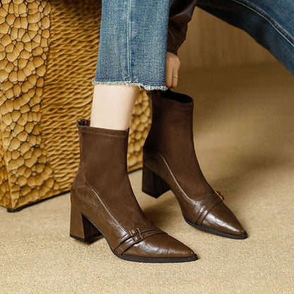Boots Short Pointed Heel Block