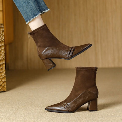 Boots Short Pointed Heel Block