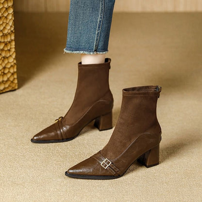 Boots Short Pointed Heel Block