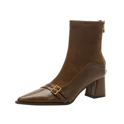 Boots Short Pointed Heel Block