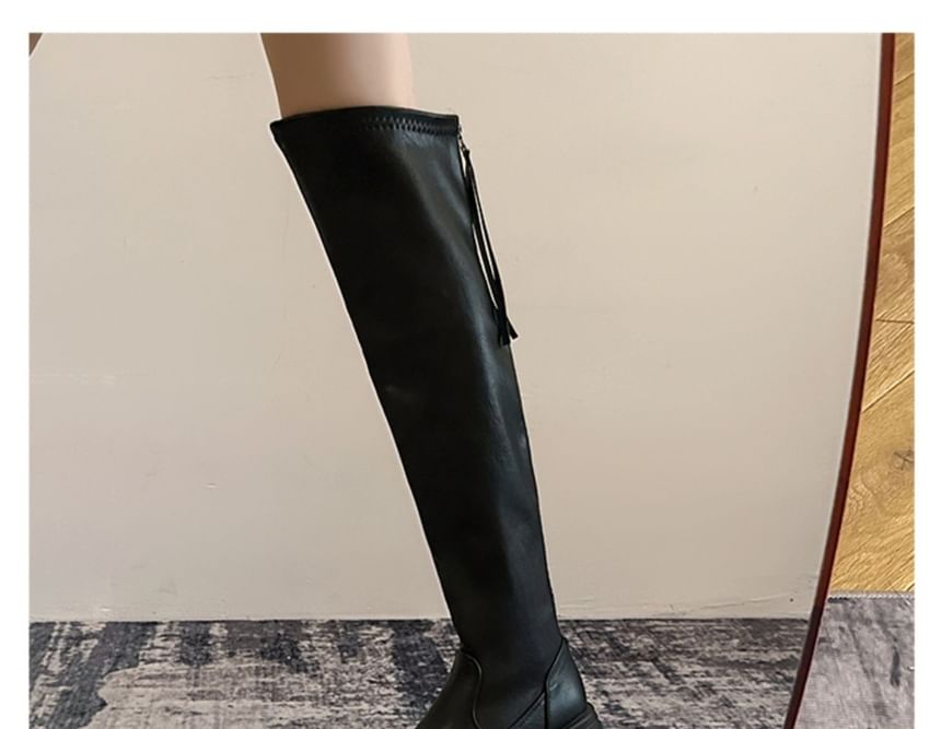 Faux Over-The-Knee Leather Platform Boots