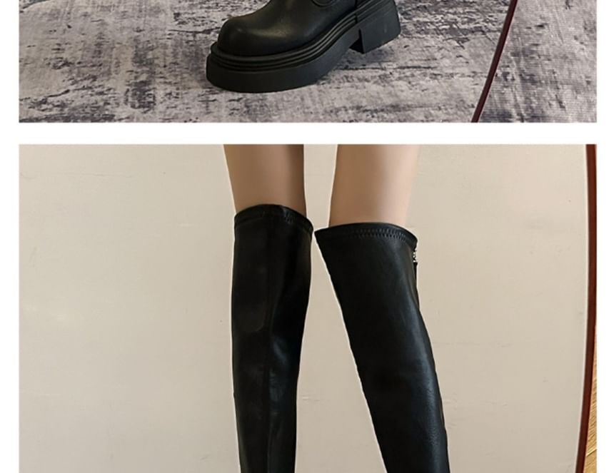 Faux Over-The-Knee Leather Platform Boots