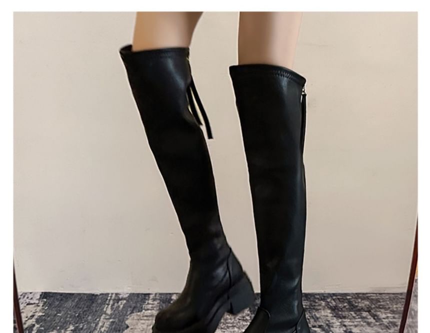 Faux Over-The-Knee Leather Platform Boots