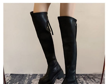 Faux Over-The-Knee Leather Platform Boots