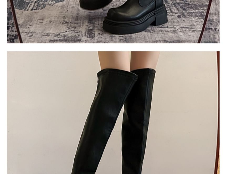 Faux Over-The-Knee Leather Platform Boots