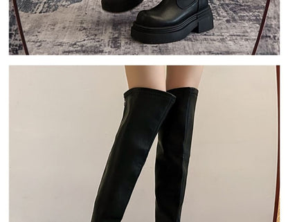 Faux Over-The-Knee Leather Platform Boots