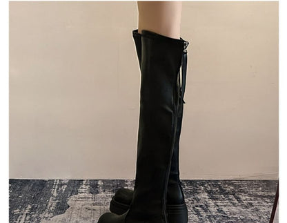 Faux Over-The-Knee Leather Platform Boots