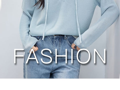 Knit Two Tone Mock V-Neck Hoodie Two-Piece