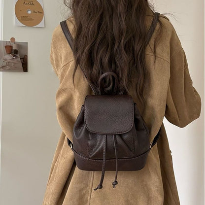 Leather Flap Faux Backpack