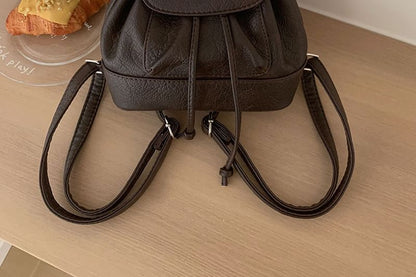 Leather Flap Faux Backpack