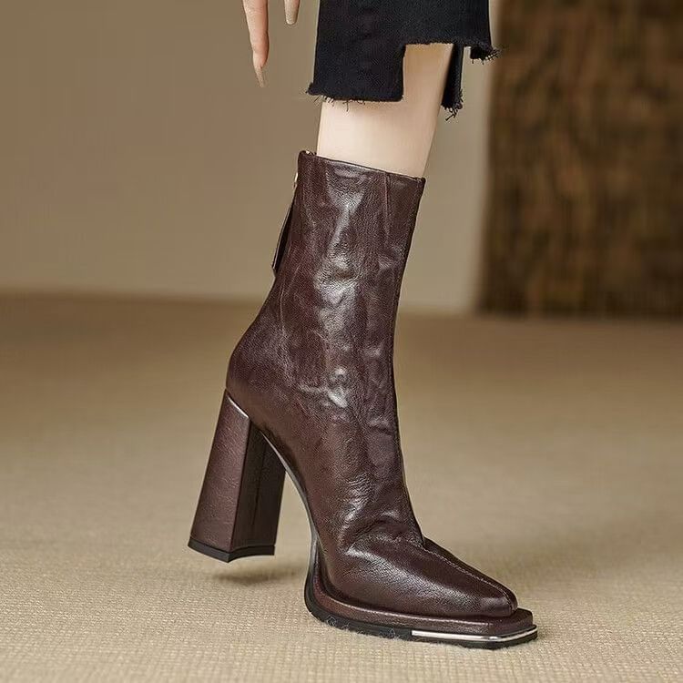 Boots Chunky Plain Short Heel