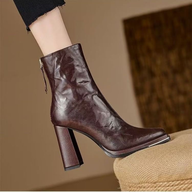 Boots Chunky Plain Short Heel