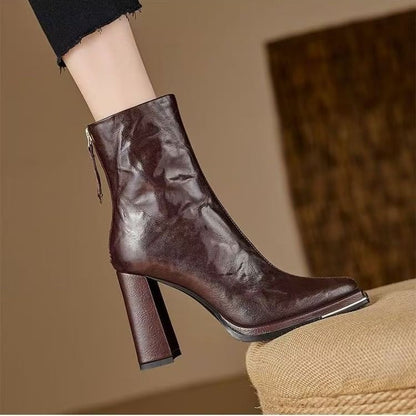Boots Chunky Plain Short Heel