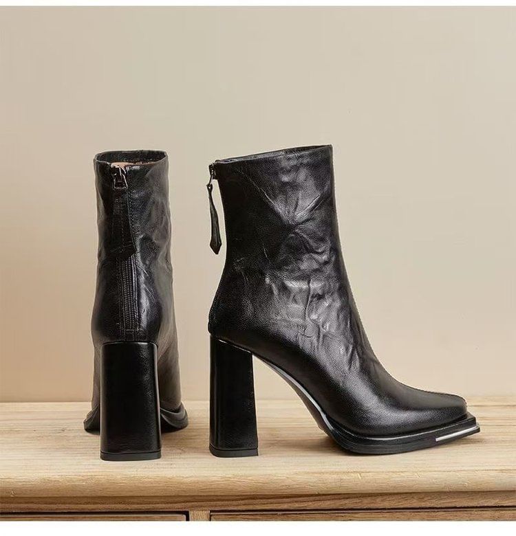 Boots Chunky Plain Short Heel