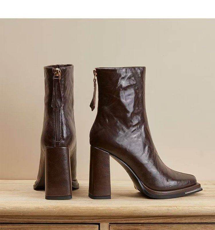 Boots Chunky Plain Short Heel