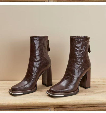 Boots Chunky Plain Short Heel