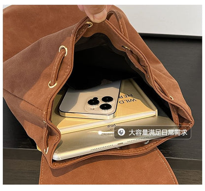 Backpack Faux Suede Flap