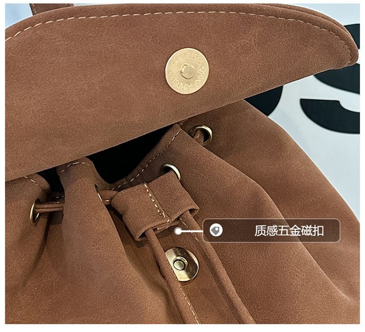 Backpack Faux Suede Flap